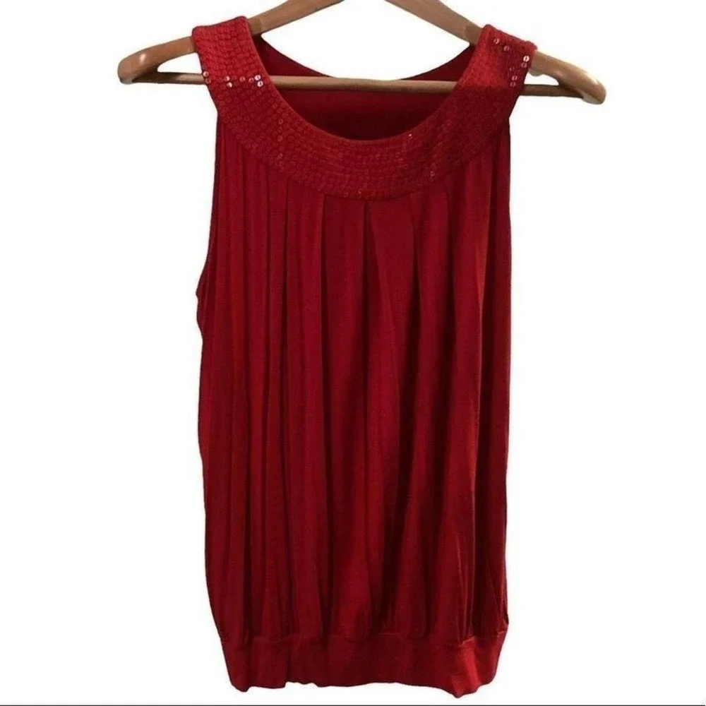 Cable &‎ Gauge sequins Red blouse size L
